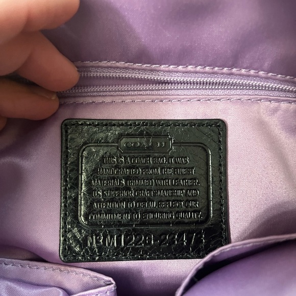 Like New Coach Black Signature Print Purple Interior Shoulder Bag - Picture 8 of 15
